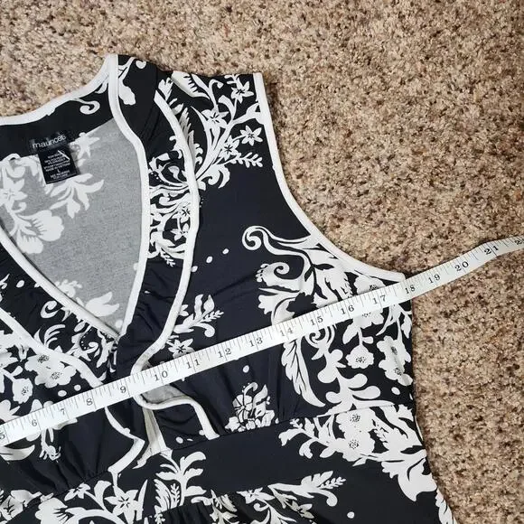 Maurices Women's Size Large Black White Floral Sleeveless Blouse Top Shirt - Picture 5 of 6